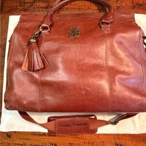 Tommy Bahama Tan Leather Travel Bag